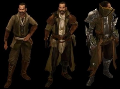 Three levels of gear progression for the Scoundrel.